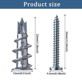 JAONLD Plasterboard Dowels Pack of 25 Solid Cavity Dowels Metal Strong Load Capacity Dowels for Plasterboard Walls Cavity Dowels for Fixing in Stone, Brick, Concrete, Plasterboard