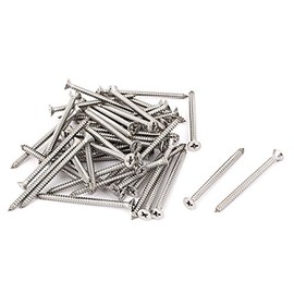 IIVVERR M3.5 x 50mm Phillips Flat Head Self Tapping Screw Silver Tone 50 Pcs (Tornillo autorroscante de cabeza plana Phillips M3.5 x 50 mm Tono plateado 50 pzas