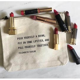 Sugarboo & Co. My Wish For You Canvas Zip Bag, Makeup Bag For Women, Multi Purpose Toiletry Bag, Pencil Case Organizer