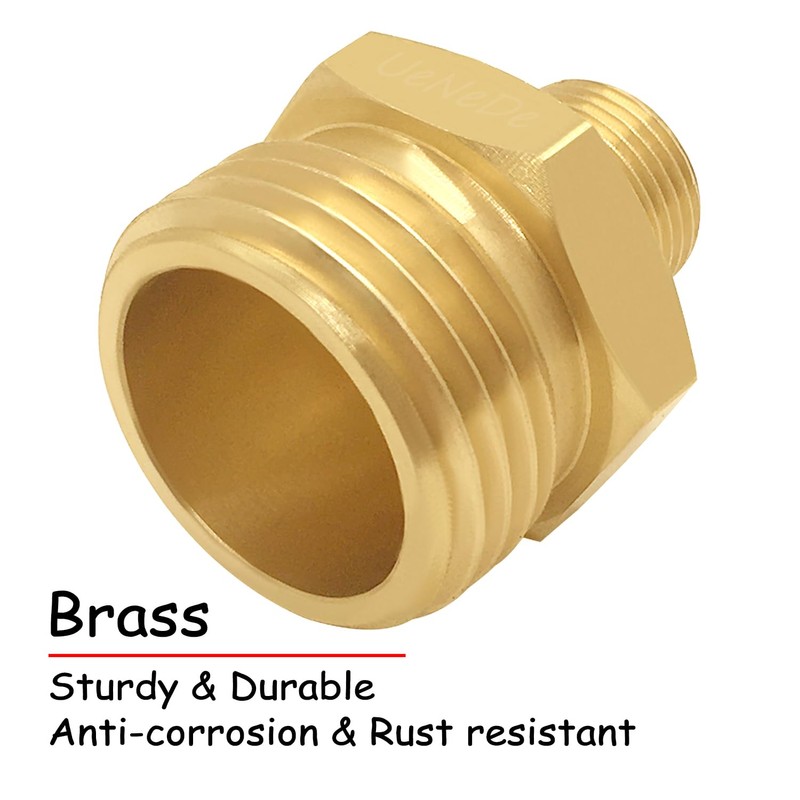 Uenede Water Line Adapter, 3/4" GHT Male to 3/8" Compression