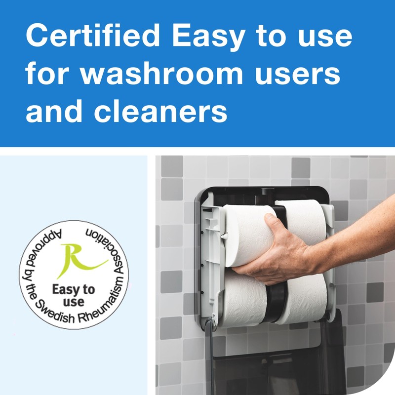 Tork OptiServe 4-Roll Coreless Toilet Paper Dispenser Black T7/T5, Vertical