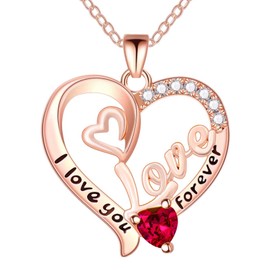 GemJelry I Love You Heart Pendant Necklaces Birthday Valentine's Day Gift Mother's Day Gifts Christmas Mom Gifts Jewelry for Women Wife Girlfriend Friend Daughter Rose Gold