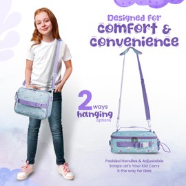 YOLAY Kids Lunch Bag, Double Insulated Lunch Bag Kids Girls Boys, Durable, Spacious with Zippered Pocket, Adjustable Straps & Handles, Bento Lunch Bag for School & Outdoor - Unicorn (Smart)