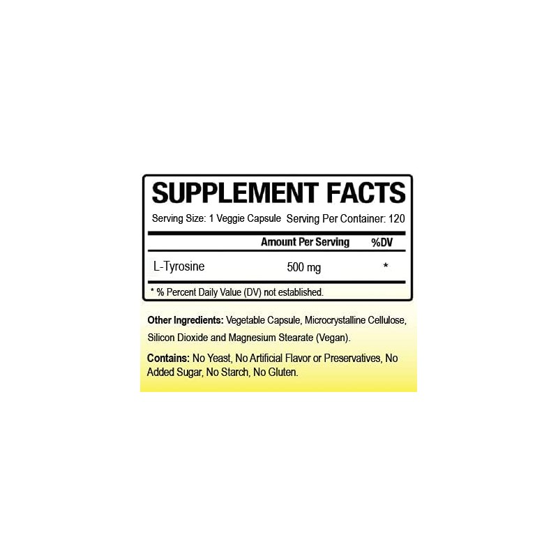 Biotech Nutritions L-Tyrosine 500 mg 120 Vegetable Capsules Made in