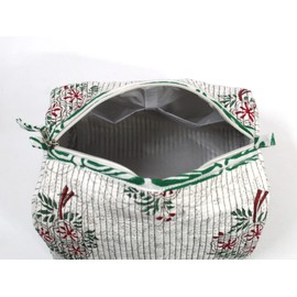 INDIAN CRAFT CASTLE ICC Toiletry Bag Water-resistant Makeup Cosmetic Bag, Full Sized Container, Portable Makeup Organizer, Cosmetic Holder Bag Travel Organizer for Women and Men, White And Green, M,