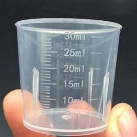 Vasos medidores líquidos de plástico de 30 ml – Mini tazas transparentes para medicina, cocina, laboratorios y hornear
