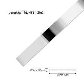 Taaizau Silver Metalized Mirror-Like Finish Molding Trim, Peel and Stick Strip for Mirror Frame, Wall, Fireplace and Home DIY Decoration (16.4 ft x 0.8 inch)