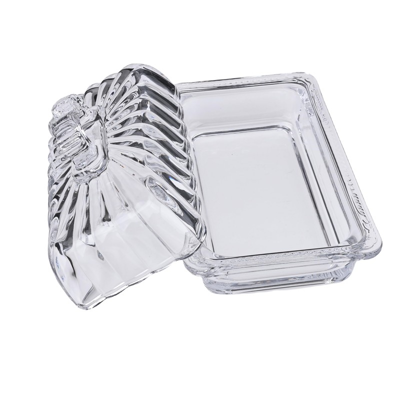 PEPAXON Glass Butter Dish with Lid for Countertop Rectangular Transparent