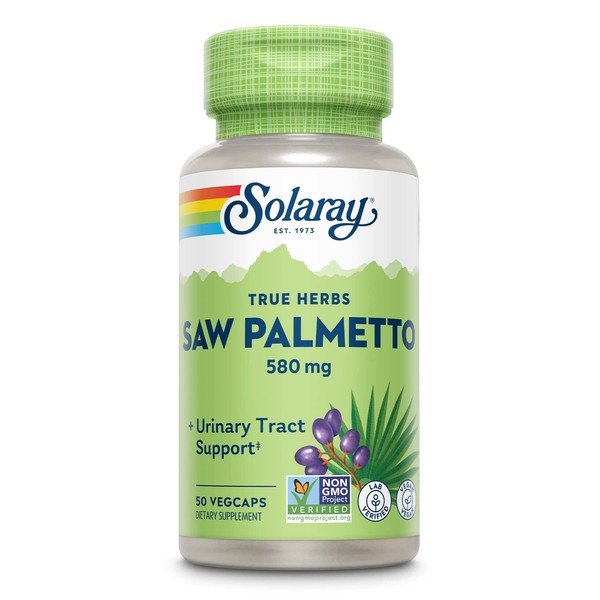 SOLARAY Saw Palmetto Berry 580mg | Healthy Prostate Support from Fatty Acids & Plant Sterols | Non-GMO, Vegan & Lab Verified | 50 VegCaps