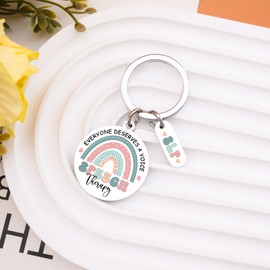 UIWIHHP Speech Therapist Gift for Women Men Slp Keychain Speech Language Pathologist Gifts for Therapists Cute Stuff Speech Therapy Slp Appreciation Gift Ideas Everyone Deserve A Voice Keychain