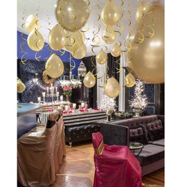 (L: 65 cm) Pack of 36 Spiral Garland Wedding Hanging Spiral Garland Banner Wedding Decoration Party Decoration Ceiling Hanger Garland Gold for Wedding Party Birthday Valentine's Day Welcome Home