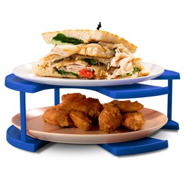 DoubleWave New Mini Blue 2 Tier Microwave Plate Stacker For Small Microwaves | BPA-Free Microwave Cool Plate And Spillover Caddy Stacker | Faster Reheating | Sturdy & Lightweight.