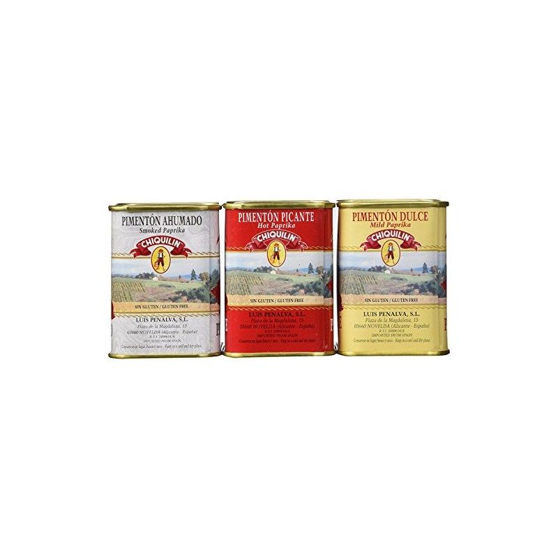 Chiquilin Mild, Smoked and Hot Spanish Paprika Set (Pack of