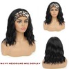 mcriley Headband Wig Short Wavy Bob Wigs for Black Women