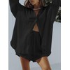 Linsery Shirt and Shorts 2 Piece Sweatsuit for Women Button