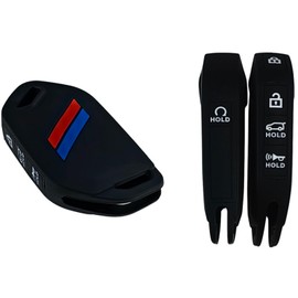 REPROTECTING Silicone Rubber Key Fob Cover Compatible with 2024 2023 Kia Telluride (Black/Purple, 5 Buttons)