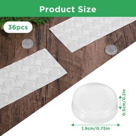 TIESOME 36 Pack Silicone Glass Table Top Anti Slip Pads, 19mm*5mm Clear Self Adhesive Glass Table Top Bumpers Rubber Feet Grippers for Drawer Cabinet Furniture Cutting Board Drawers