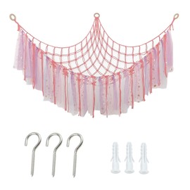 Triangular Cuddly Toy Storage Hammock - Cuddly Toy Net for Storage Cuddly Toys and Toys, Boho Macrame Toy Children's Room Decoration, Space Saving with Hooks for Children's Room Decoration