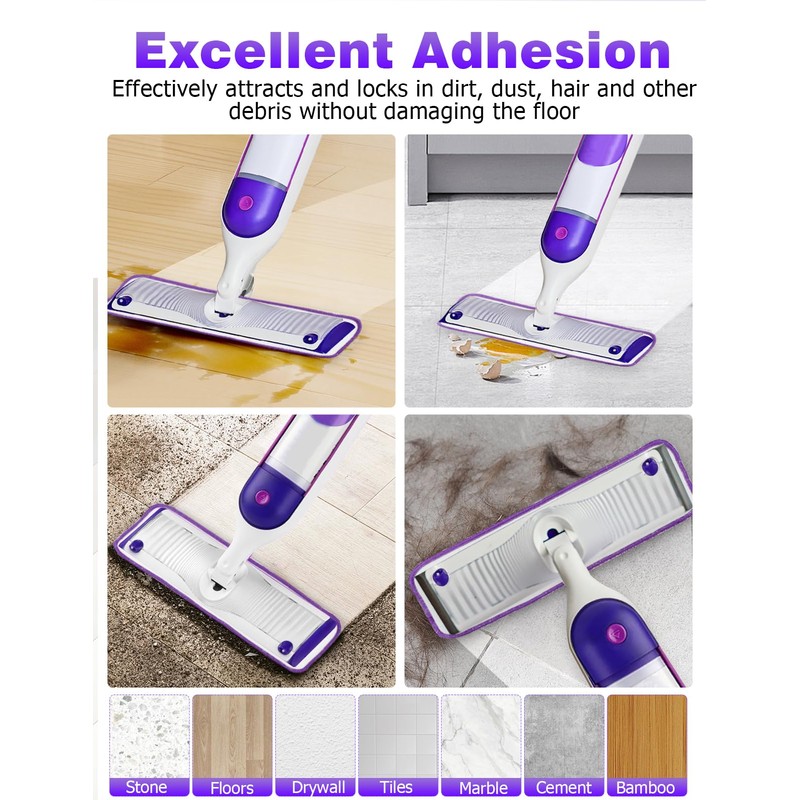 6-Pack Purple Reusable Mop Pads for Swiffer PowerMop, Mellbree Power