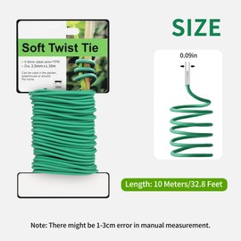 SooGree Plant Ties, 26.2 Feet Soft Twist Garden Ties for Supporting Climbing Plants, Flexible Wire for Tomatoes, Vines, Outdoor Climbing, Vegetables & Office Home Organization(Diameter 3mm)