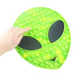 Curious Minds Busy Bags 1 Green Jumbo Alien Bubble Pop Fidget Toy - Silicone Push Poke Bubble Wrap Fidget Toy - Press Bubbles to Pop - Bubble Popper Sensory Stress Toy OT (1 Green Alien)