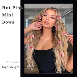 YAEISM 30PCS Bow Hair Clips Hot Pink Mini Hair Bows Kawaii Hair Ribbons Clips Satin Bow Hair Accessories for Women Girls