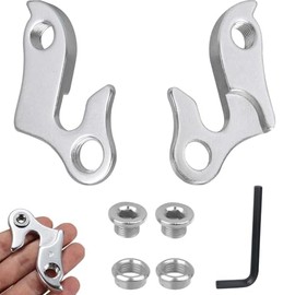 2 Pieces Aluminum Alloy Rear Derailleur Hanger with Hex Socket and Mounting Screws Rear Derailleur Hanger Spare Part Bike Gear Hanger for Bicycles Mountain Bike Road Derailleur Silver Pack of 2