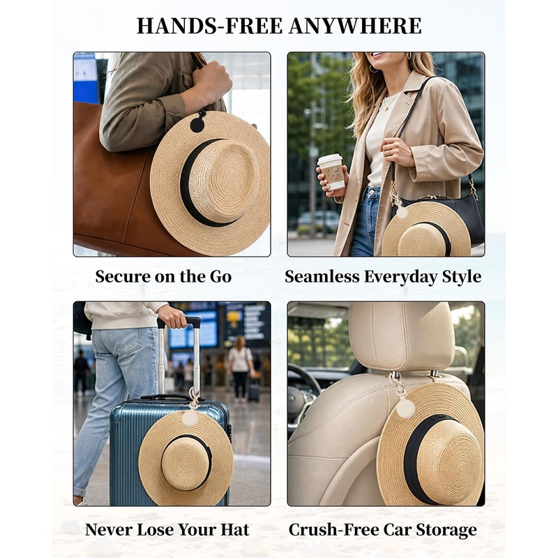 FAMULP 3-Pack Magnetic Hat Clips for Travel on Bag, Hands-Free