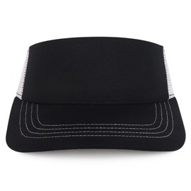 Trendy Apparel Shop Plain 2 Tone Mesh Back Visor with Adjustable Snap Closure (as1, alpha, l, Black White)