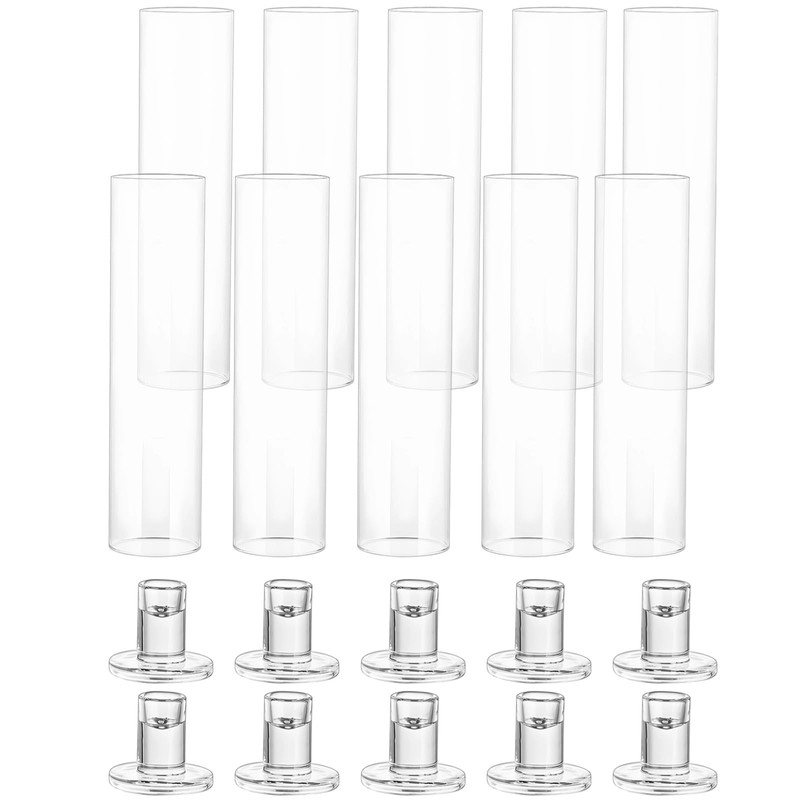 10 Sets Glass Hurricane Candle Holders - Crystal Clear Tape