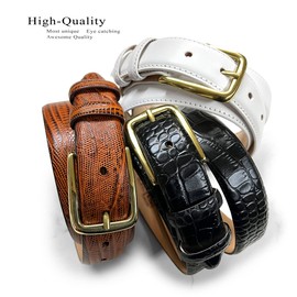 Andrew Genuine Italian Calfskin Leather Dress Belt for Men(Alligator Black, 40)