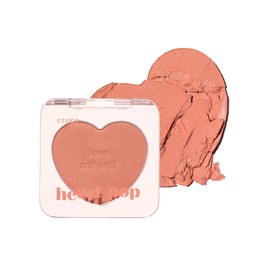 ETUDE Heart Pop Brasher Super Sunset (WARM/Spring) / Teak Orange with Pearl, Natural Highlight, Glossy, Compact, 0.1 oz (3.3 g)