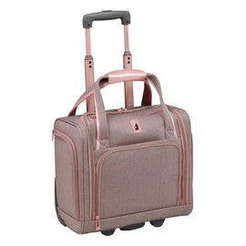 LONDON FOG Newcastle 15-Inch Underseater, Telescoping Handles, Rose Charcoal Herringbone