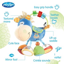 Playgro Horse Clip Clop Activity Rattle Dark Blue - Nurturing Developmental Toy for 3+ Months - The Ultimate Blend of Teething & Early Engagement - Baby's First Rattles with a Charming Horse Pattern