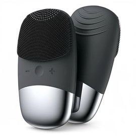 MEGAN Cepillo de limpieza facial, recargable por USB, limpiador facial eléctrico de silicona IPX7, masajeador facial sónico resistente al agua, 3 modos de limpieza. (Negro)