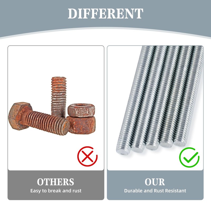 Threaded Rod M8, Pack of 5, Galvanised Threaded Rods, Carbon