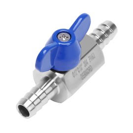 DERNORD 3/8" Hose Barb Ball Valve SS304 Mini Shut Off Ball Valve for Water Gas Fuel Drip Irrigation and Aquariums (Pack of 1)