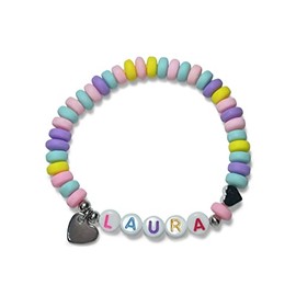 Majas Perlen Armband mit Namen Polymer Pastell Candy Silber oder Gold - viele Farben - Geschenk M√§dchen Junge Kind Kinderarmband Keishiarmband Perlen - Handmade Personalisierbar