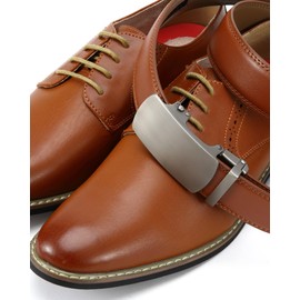 YOETEY Automatic Belt Men's Leather Without Holes, Leather Belt Men's Ratchet Automatic Buckle for Men 35 mm Business Suit Men's Belt Continuously Adjustable, Base Slash Tan