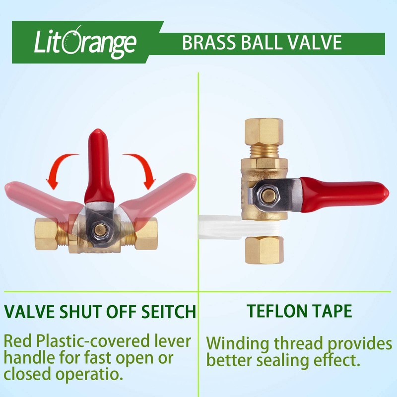 Litorange 1 Pack Lead-Free Brass Mini Ball Valve Shut Off