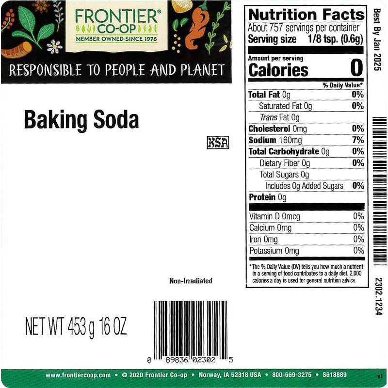 Frontier Herb Bulk Baking Soda Powder, 16 oz