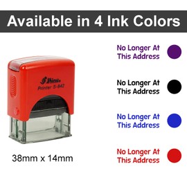 Printtoo No Longer at This Address Self Inking Rubber Stamp Pre,Inked Office Stamp, Home Office Business Stationery, 38 x 14 mm, Red