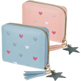 Pack of 2 Girls' Wallets, Cute Wallet for Boys with Card Holder, PU Leather, Mini Purse Children with Tassel Zip, for Children, Teens, Girls, Women