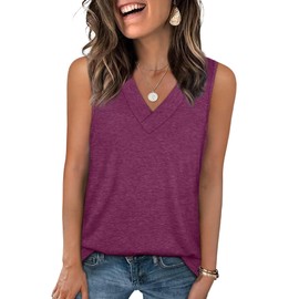 WIHOLL Summer Tank Tops for Women 2025 Sleeveless Dressy Casual V Neck Tops Loose Fit Trendy T Shirts Business Casual Tunic S