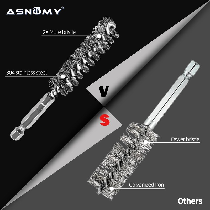 ASNOMY 8Pcs Wire Bore Brush for Drill,5/16"-3/4” Stainless Steel Copper