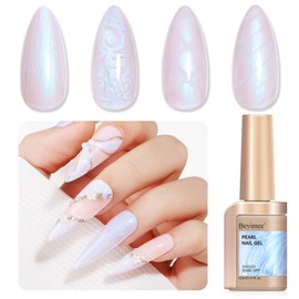 Bevimee Pearl Gel Nail Polish 12ml Pearlescent Mermaid Iridescent Gel Polish Chrome Aurora Nail Drawing Swirl Shell Thread Effect Soak Off UV LED Gel Nail Art Salon Home DIY