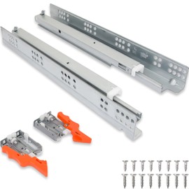 TOUCH Drawer Slide,3/4 INCH Under-Mount (1 Pair, 21 Inch 533mm) Concealed Self Soft Close Under/Bottom Drawer Runners Guide Glides Dresser Kitchen, 75 LB Capacity 3D Adjustable Lock Device