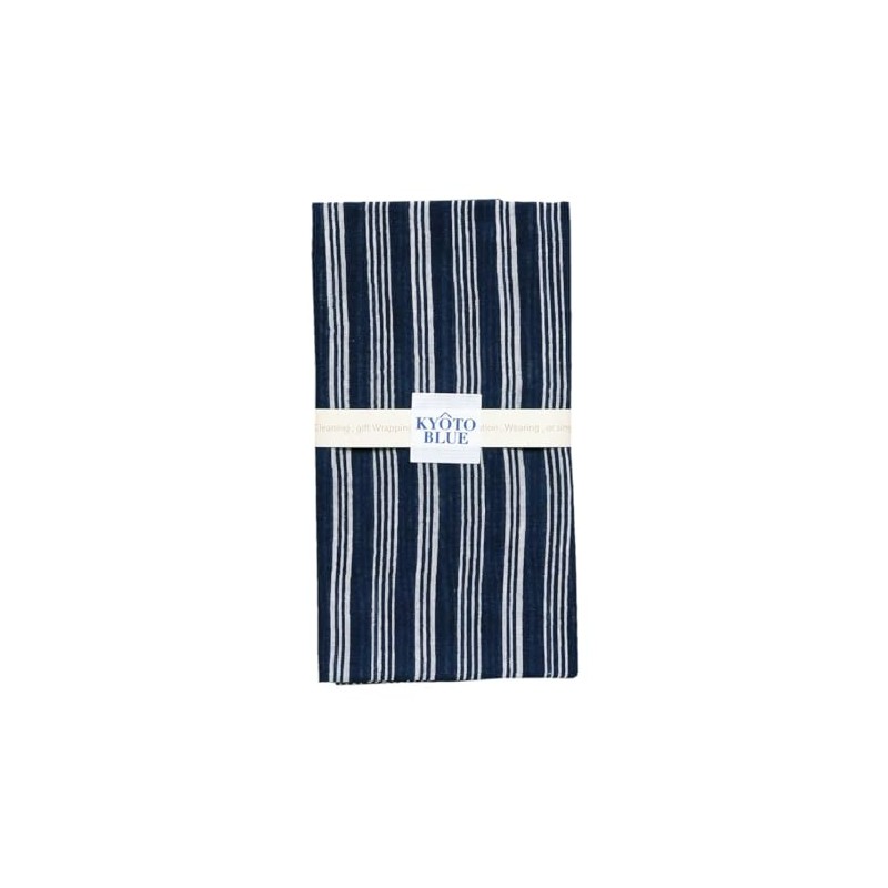 Yamamoto Hitoto Shoten Kyoto Blue Gauze Handkerchief, Striped [1863], Made