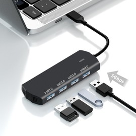 𝐔𝐒𝐁-𝐂 𝐭𝐨 𝐔𝐒𝐁 𝟑.𝟎 𝐇𝐮𝐛, 4-Port USB HUB Splitter 5Gbps, Mini Multiport Expander for Laptop Portable USB Adapter for PC, Mac, Windows, Printer, Flash Drive, Surface,Mobile HDD