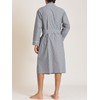 Latuza Men's Woven Cotton Robe Long Sleeves Bathrobe, Charcoal Stripe,
